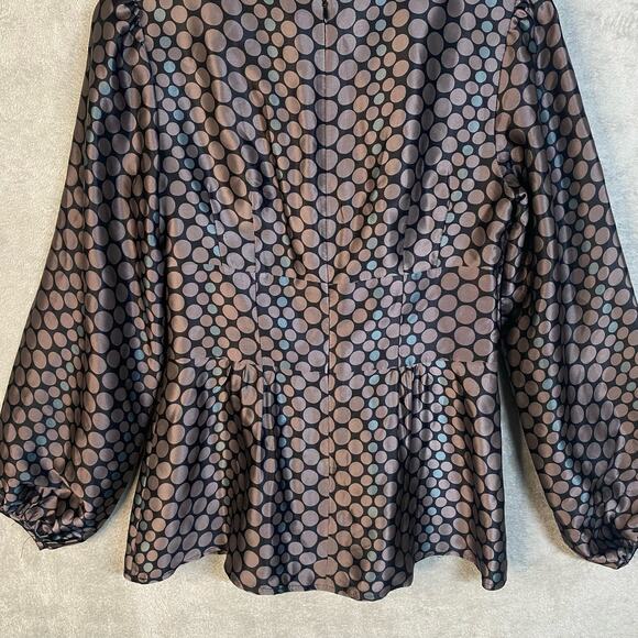 Y2k Babydoll Top Size 4 Silk Puff Sleeve Polka Dot Office Boho Chic Fairy Grunge - Picture 11 of 16